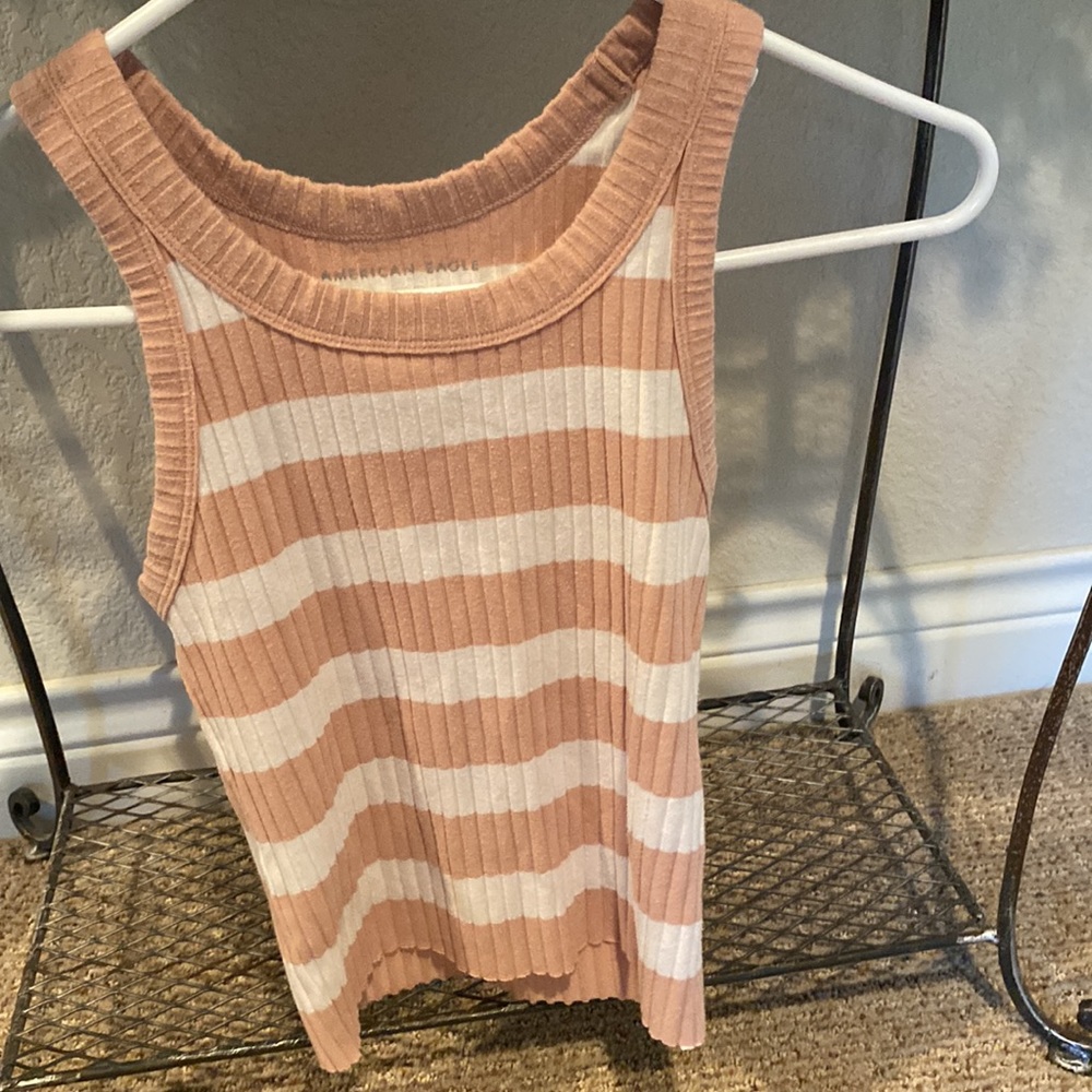 American Eagle pink and white tank top - Picture 2 of 3
